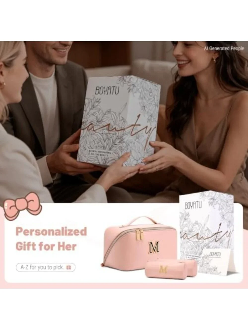 Personalized 3-in-1 Travel Makeup Bag - Stylish Cosmetic Organizer Gift for
